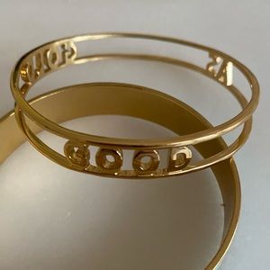 Kate Spade- “Good As Gold” Open lettered bangle. Darling!
